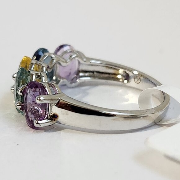 VTG NWT 925 5.00ctw Multi Gemstone 5 Stone Ring Sz 9 - Picture 5 of 7